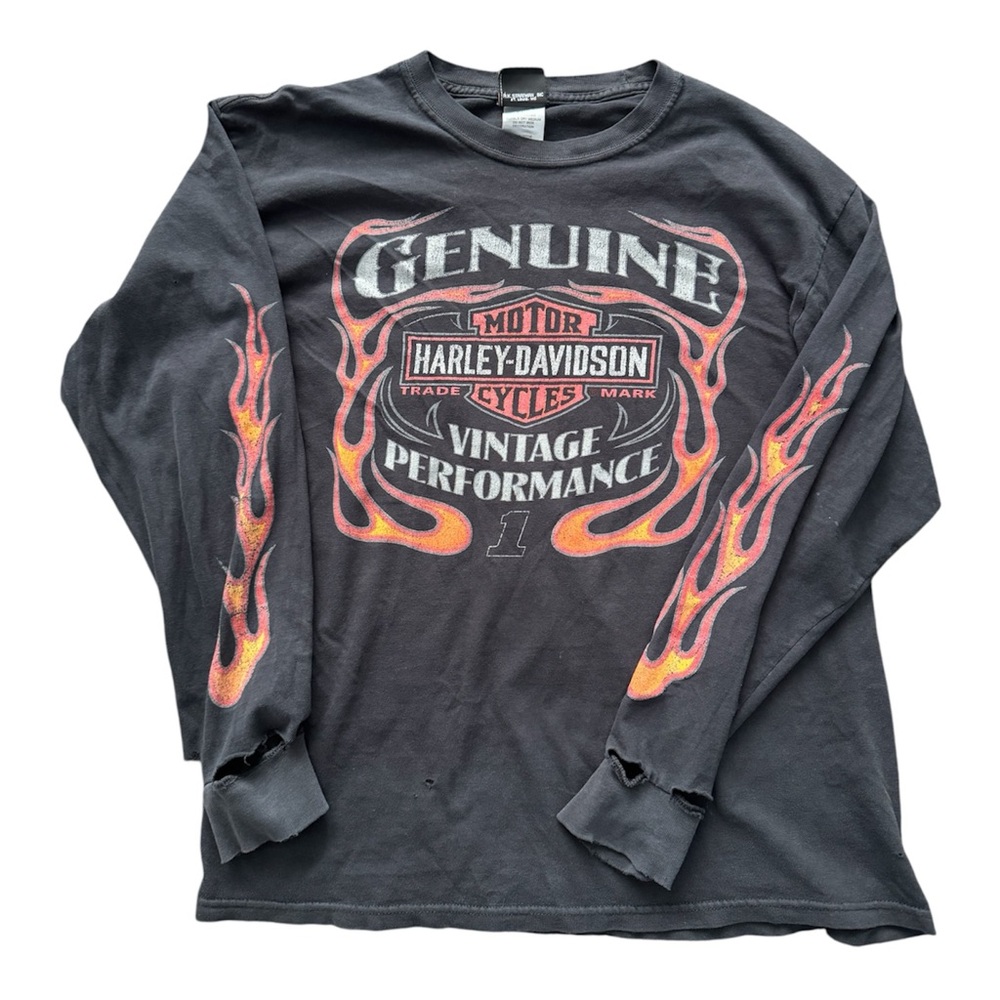 Harley-Davidson Vintage Black Long Sleeve with Flame Graphics